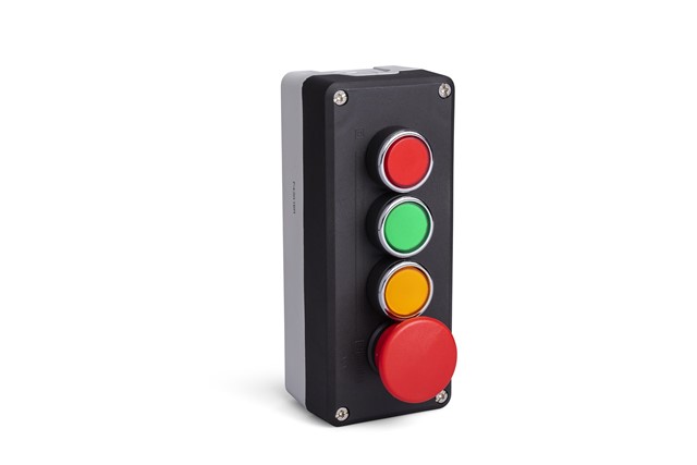 P Series Plastic 4 Holes BDMK + BDDK + BDDS + BDDY + 3*C3BK (NO) + C4BK (NC) Black-Grey Control Box
